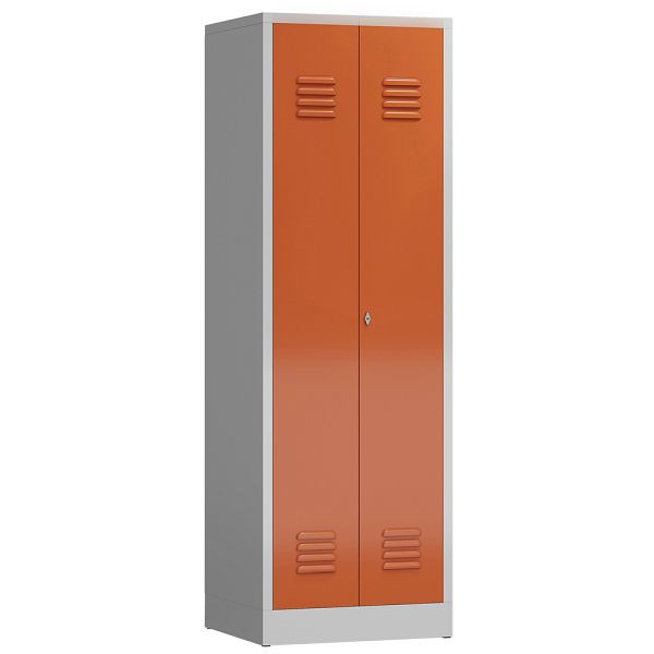 Lüllmann ClassiX multifunctionele locker, 2 compartimenten, 1800 x 590 x 500 mm, lichtgrijs/vuurrood, X-510714