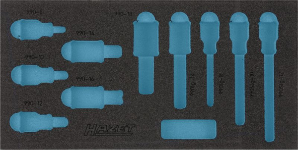 Hazet 2-componenten zachtschuim inleg, voor 163-221/10, 990/10 afmetingen / lengte: 342 mm x 172 mm, 163-221L