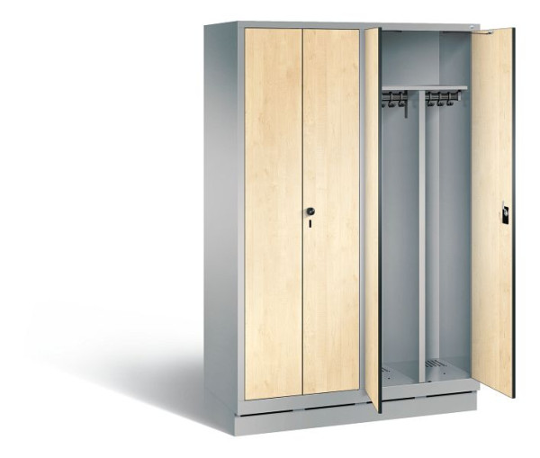C+P zwart wit kastje Evolo, H1800xW1190xD500mm, kleur: wit aluminium / Donau esdoorn decor, 48022-40 S10296