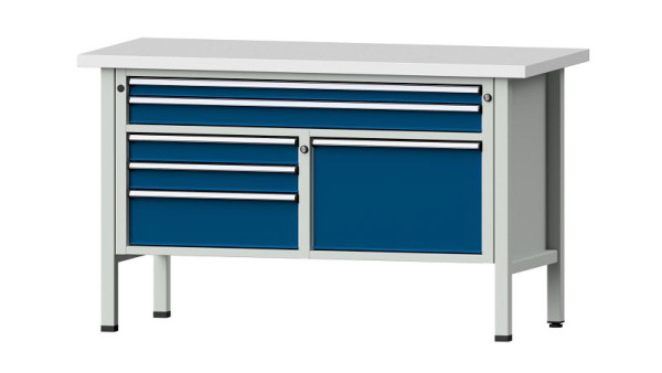 ANKE werkbanken kistwerkbank, model 257 V, 1500 x 700 x 890 mm, RAL 7035/5010, KSP 40 mm, 304.117