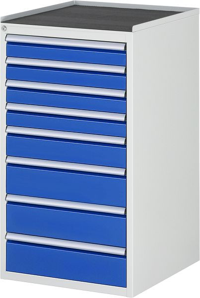 RAU ladekast serie 7000, metalen onderstel, 8 x lade maat L 4xH90, 1xH120, 3xH150 mm, 580x1035x650 mm, 03-L7.8A-MT.11