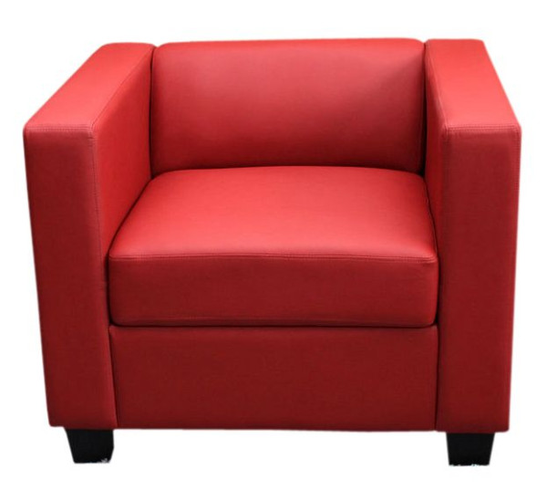 Mendler fauteuil loungestoel Lille, imitatieleer, rood, 14204+14242