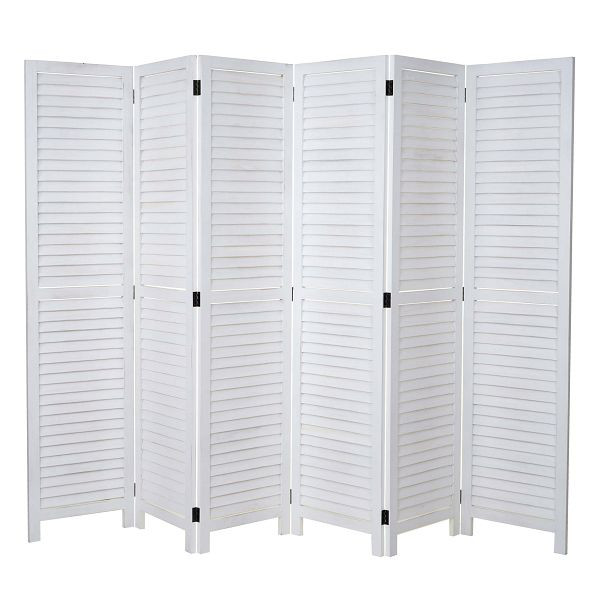 Mendler Paravent HWC-C30, scheidingswand privacyscherm, vintage shabby look, 170x243cm, wit, 62640