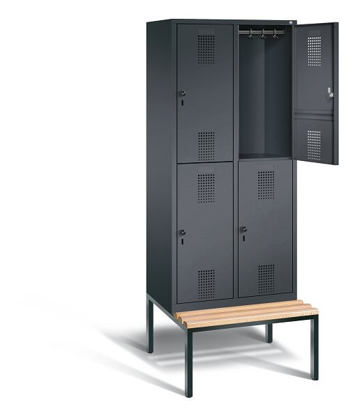 C+P locker dubbeldekker Evolo, H2090xW810xD815mm, kleur: zwart-grijs, 48350-22 S10148