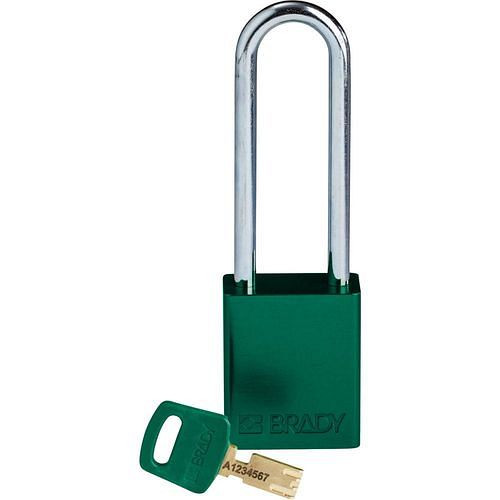 Brady hangslot SafeKey, aluminium heldere beugelhoogte 76,20 mm, groen, 312000