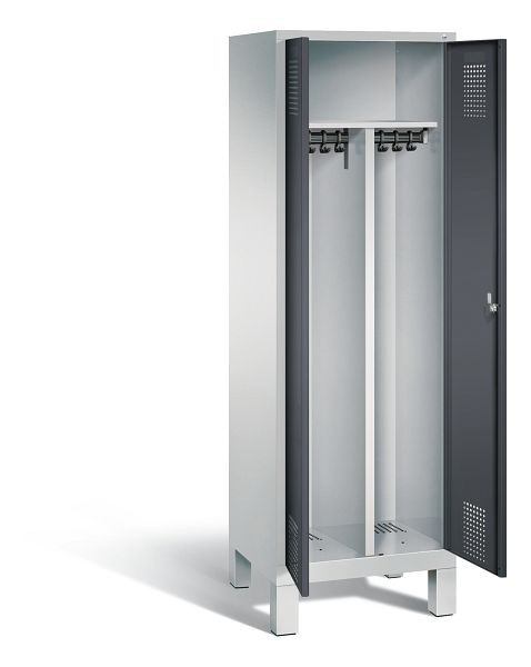 C+P zwart wit kastje Evolo, H1850xW610xD500mm, kleur: lichtgrijs / zwartgrijs, 48012-20 S10173