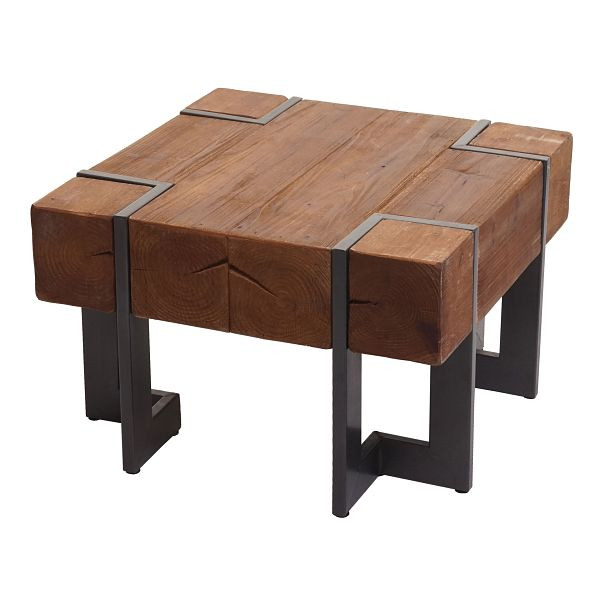 Mendler salontafel HWC-A15, woonkamertafel, dennenhout rustiek massief, bruin 60x60cm, 75684