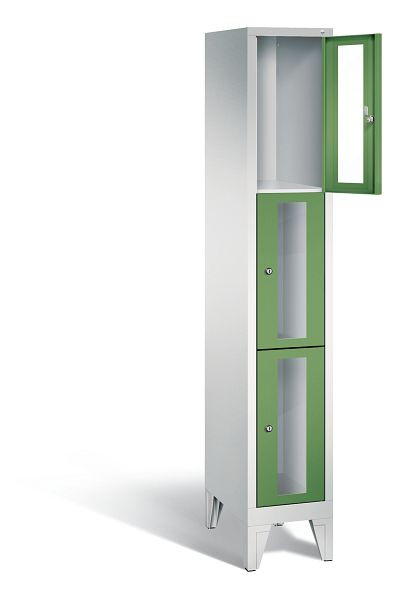 C+P lockerkast Classic, H1850xB320xD500mm, kleur: lichtgrijs / reseda groen, 8010A103 S10004
