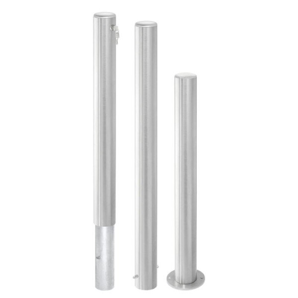 Stone HGS afzetpaal -Steel Line Plus-, met veiligheidsslot, verschillende sleutels, sluiting bovenaan, voor inzetting in beton en 2 sleutels, 3 ogen (90°), 38131-03