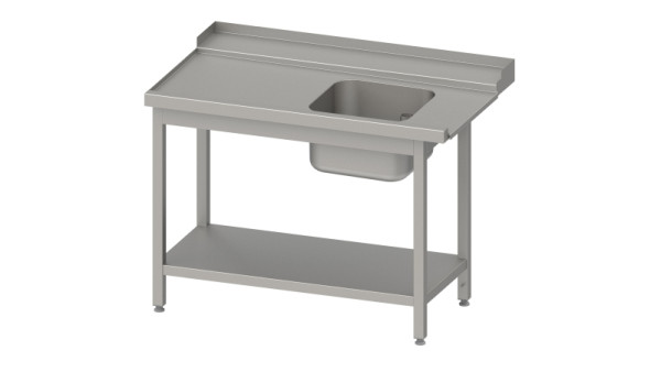 Stalgast Zulauftisch "Pro", Korbführung mit Gefälle, Grundboden und einem Becken 1700x750x880mm, Anbauseite links, Aufkantung, verschweißt, VZL17711LA