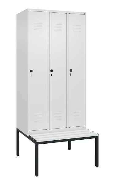 C+P luierkastje Classic PLUS met middenwand, bank, 3 vakken, 2120x900x815mm, 9016/9016, draaibare sluiting, 0800507-30F S10044