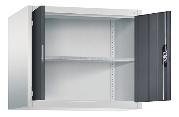 C+P opbouwkast Acurado, H790xW930xD500mm, kleur: lichtgrijs / zwartgrijs, verzonken handgreep, 9285-009 S10130