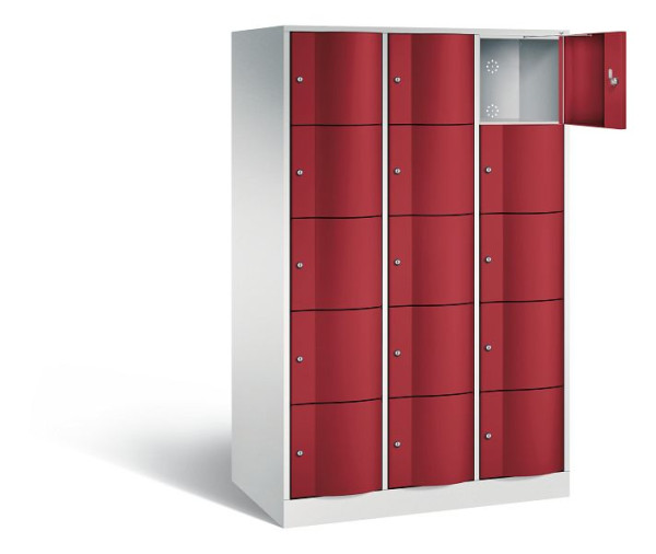 C+P XL lockerkast Resisto, H1950xB1148xD640mm, kleur: lichtgrijs/robijnrood, 8570-373 S10029
