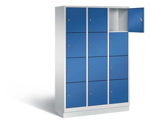 C+P lockerkast Evolo, H1800xB1200xD500mm, kleur: lichtgrijs / gentiaanblauw, 48020-324 S10010