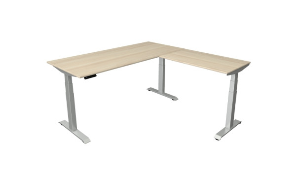 Kerkmann zit-statafel B 1800 x D 800 mm met aanbouwelement 1000 x 600 mm, elektrisch in hoogte verstelbaar van 640-1290 mm, esdoorn, 10043150