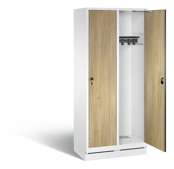 C+P garderobe Evolo, H1800xW810xD500mm, kleur: verkeerswit / decor eiken Sereno, 48020-22 S10714
