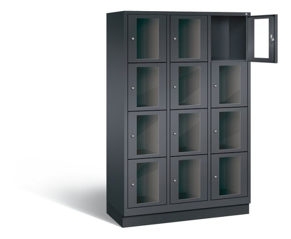 C+P lockerkast Classic, H1800xB1200xD500mm, kleur: zwart-grijs, 8020A324 S10000