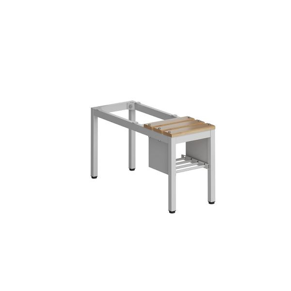 Lüllmann ClassiX bankonderstel met schoenenrek, beuken zitkussens, 420 x 310 x 800 mm, lichtgrijs, X-524210