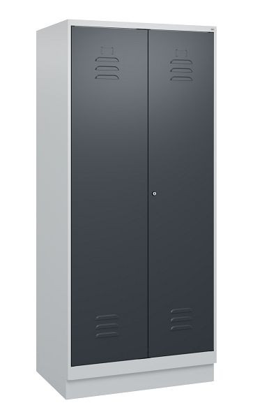 C+P luierkluis Classic PLUS, dubbele locker, onderbouw, 2 vakken, 1800x800x500mm, 7035/7016, cilinderslot, 0800227-22P S10023