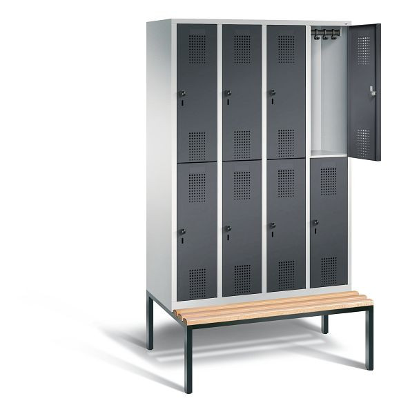 C+P locker dubbeldekker Evolo, H2090xW1190xD815mm, kleur: lichtgrijs/zwartgrijs, 48350-40 S10154