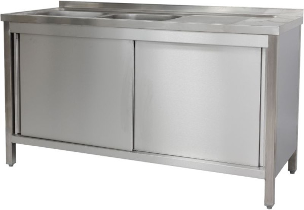 A&S Polarny spoelkast 1500 x 600 x 850 mm 2 spoelbakken links, met bodemplank, 600 mm diep, SPSCH1562BL