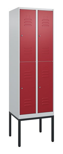 C+P dubbeldekskast Classic PLUS, frame, 2 vakken, 2120x600x500mm, 7035/3003, cilindersloten, 0803307-20 S10016