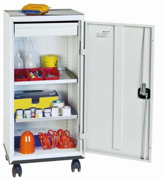 stumpff gereedschaps- en materiaalkast serie 2000, 7035/7035, 1 lade, 2 legborden, onderstel op wielen, 2093107