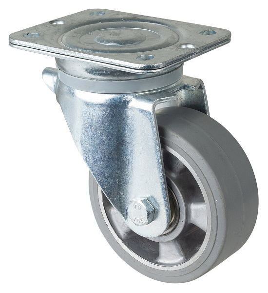 BS Rollen zwaarlastwiel, wielbreedte 50 mm, wiel-Ø 125 mm, draagvermogen 220 kg, grijze elastische banden, aluminium wiellichaam, kogellagers, N100.B83.125