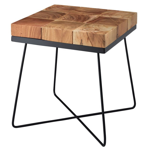 Wohnling bijzettafel ZARI 45 x 45 x 51 cm massief acaciahout met metalen frame, WL5.301