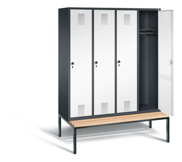 C+P garderobekast Evolo, H2090xB1590xD815mm, kleur: zwartgrijs / verkeerswit, 48050-42 S10289