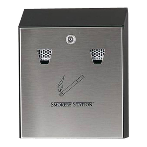 Stone HGS wandasbak -Rokersstation- Rubbermaid, gegalvaniseerd staal, zwart gecoat, (voorzijde ongecoat), 12598