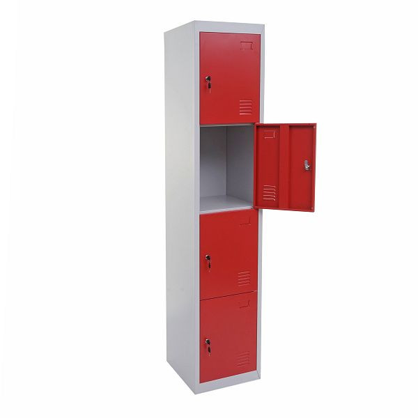 Mendler locker Boston T163, lockerkast locker voor waardevolle spullen, metaal 180x38x45cm, rood, 75106