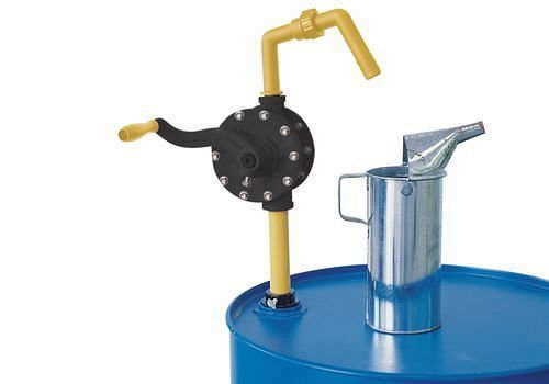 DENIOS Rotationspumpe aus Kunststoff, für Säuren, Laugen und wässerige Lösungen, gelb, 121-601