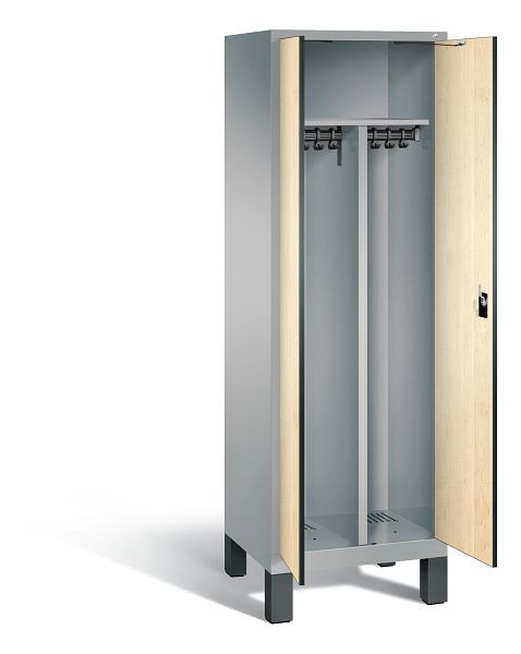 C+P zwart wit kastje Evolo, H1850xW610xD500mm, kleur: wit aluminium / Donau esdoorn decor, 48012-20 S10248