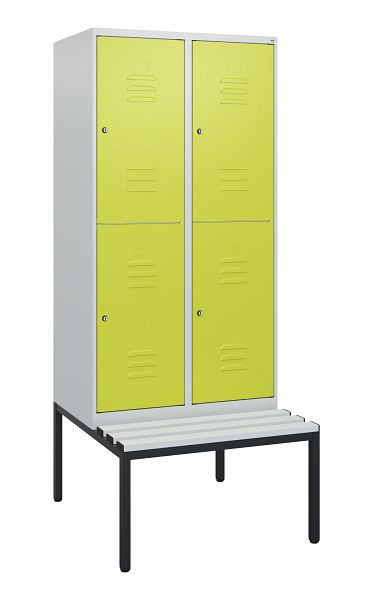 C+P dubbeldekskast Classic PLUS, 2 vakken, 1950x800x815mm, 7035/0024, cilindersloten, met bank eronder, 0803505-22 S10074