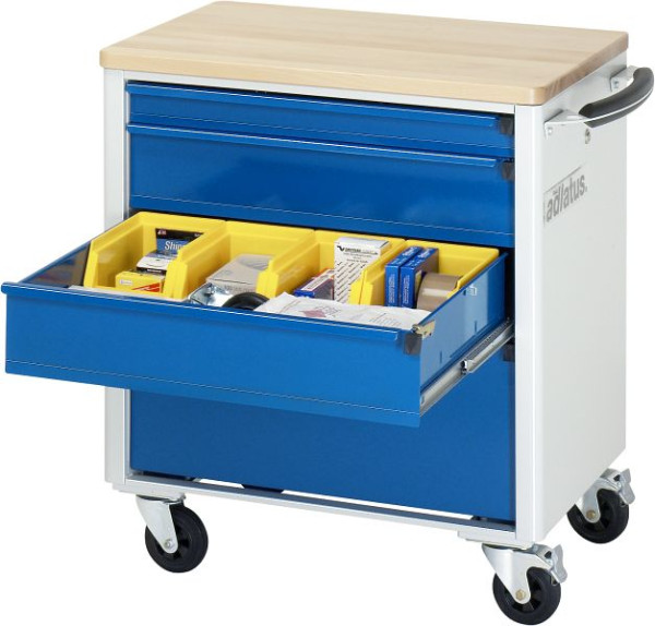 RAU gereedschapswagen serie adlatus model 7310, B700 x D500 x H795 mm, inclusief massief beukenhouten werkblad, 02-7310B.11