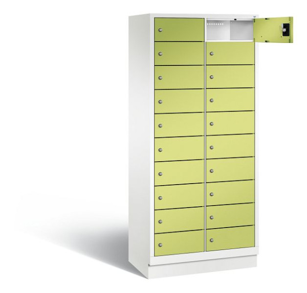C+P lockerkast Evolo, H1800xW810xD500mm, kleur: verkeerswit / virid green, 48020-2210 S10174