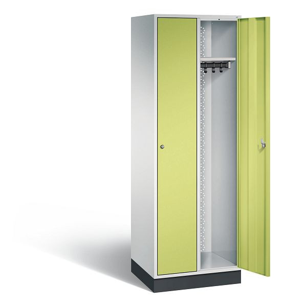 C+P garderobekast Intro, H1950xB620xD490mm, kleur: lichtgrijs / virid groen, 8170-201 S10057