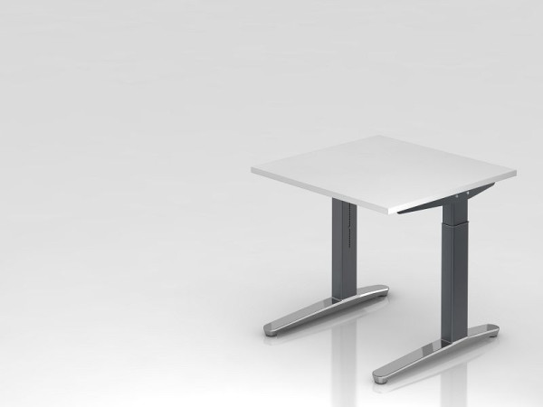 Hammerbacher bureau C-poot 80x80cm wit/grafiet (gepolijst), rechthoekige vorm, VXB08/W/GC