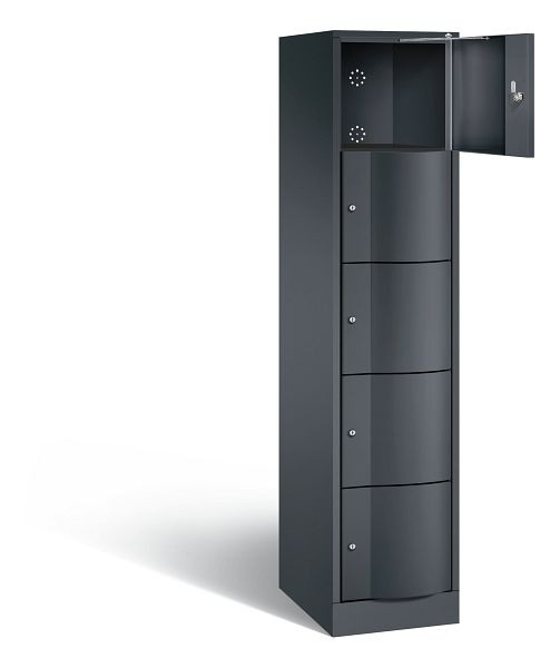 C+P lockerkast Resisto, H1950xB396xD540mm, kleur: zwart-grijs, 8570-172 S10001