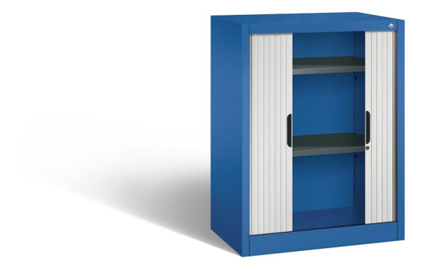 C+P dressoir met rolluik Omnispace, H1030xB800xD420mm, kleur: gentiaanblauw/lichtgrijs, verzonken greep, 2 niveaus, 3241-00 S10135
