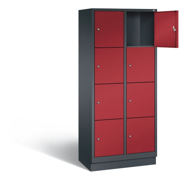 C+P lockerkast Evolo, H1800xW810xD500mm, kleur: zwart-grijs/robijnrood, 48020-224 S10056