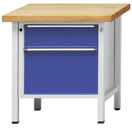ANKE kastwerkbank; 800 x 700 mm; RAL 7035/5010; 2 laden 180, 360 mm