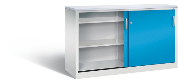 C+P dressoir met schuifdeuren Acurado, H1000xB1600xD500mm, kleur: lichtgrijs/lichtblauw, beugelgreep, 2156-00 S10094