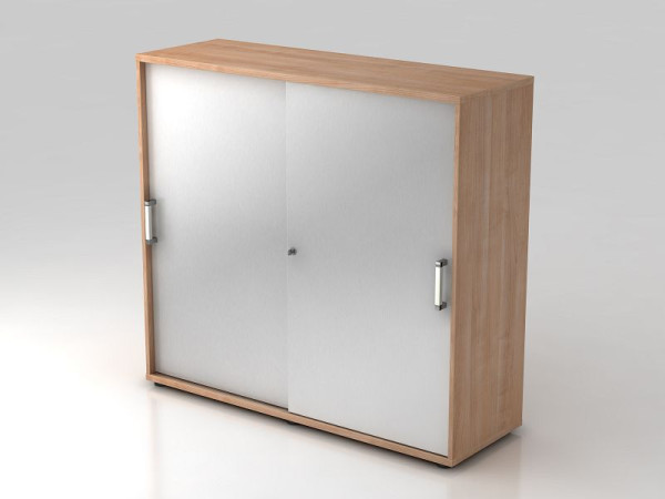 Hammerbacher schuifdeurkast 3OH 120cm chroom greep walnoot/zilver, 120x40x110 cm (BxDxH), V1753S/N/S/CE