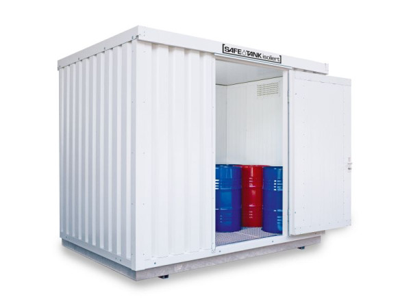 SÄBU SAFE Tank STI 1000, geïsoleerd, gemonteerd, kunststof gecoat RAL 9002, 3.050 x 2.170 x 2.560 mm