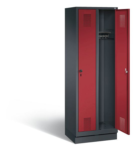 C+P Evolo kleerkast, H1800xW610xD500mm, kleur: zwart-grijs/robijnrood, 48020-20 S10064