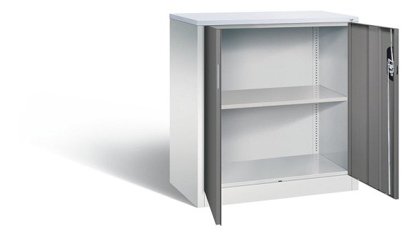 C+P kantoorkast Acurado, H1000xW930xD500mm, kleur: lichtgrijs / vulkaangrijs, holle handgreep, 2 niveaus, 9286-1200 S10340