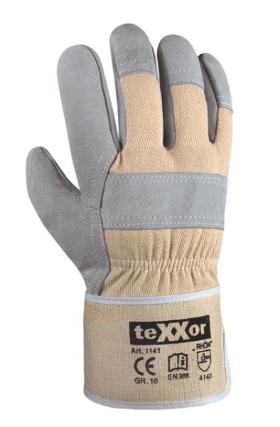 teXXor TOP rundsplitlederen handschoenen "RHÖN", maat: 10, verpakking: 120 paar, 1141-10