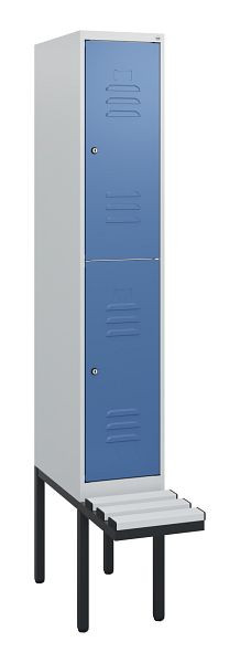C+P dubbeldekskast Classic PLUS, 1950x300x815mm, 7035/5023, cilindersloten, met basisframe en zwevende zitting, 0803405-10 S10080
